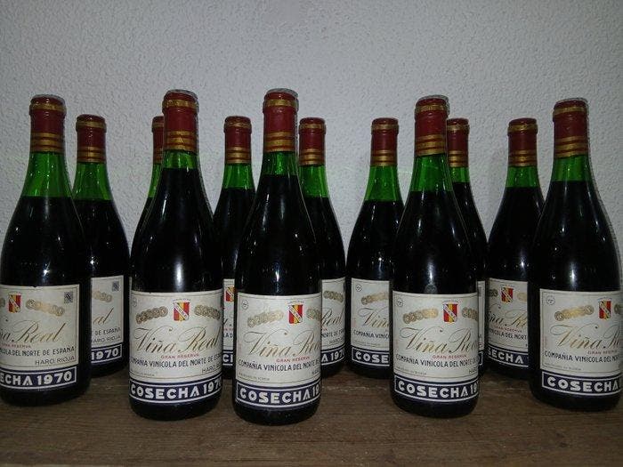 1970 C.V.N.E. Viña Real - Rioja Gran Reserva - 12 Flessen, Collections, Vins