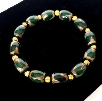 Boeddhistische armband - dZi - Golf van fortuin - Licht