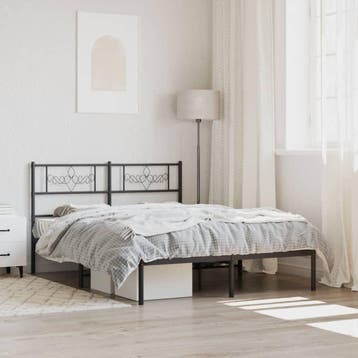 vidaXL Bedframe met hoofdbord metaal zwart 160x200 cm, Verzenden, Nieuw