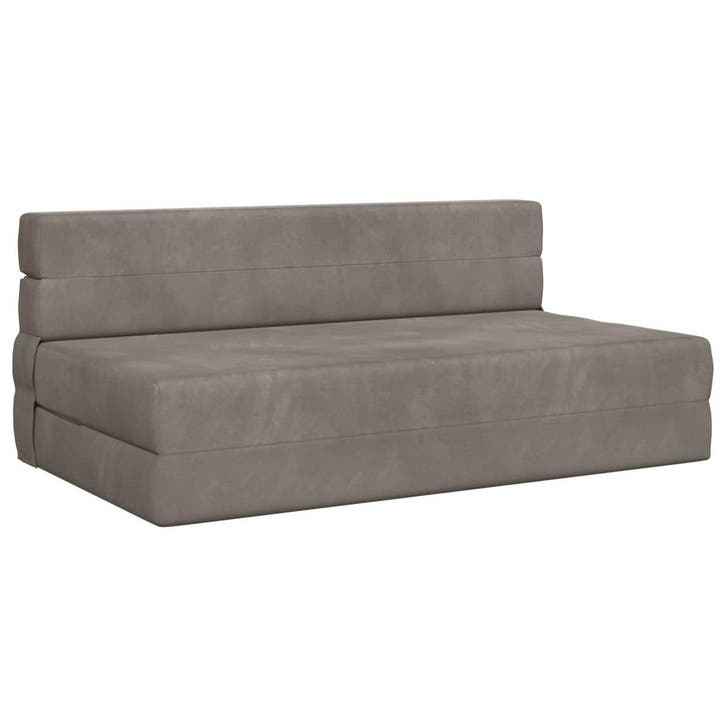 vidaXL Vouwsofa Bed Lichtgrijs 203 x 152 x 15 cm Fluweel, Maison & Meubles, Canapés | Salons, Envoi