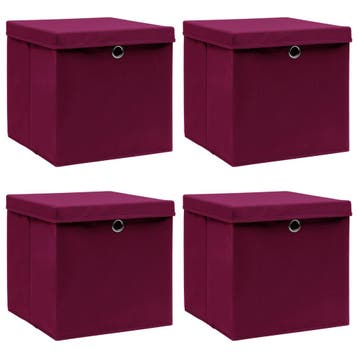 vidaXL Opbergboxen met deksel 4 st 32x32x32 cm stof, Verzenden, Nieuw