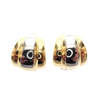 Vintage bicolor gouden oorclips (Oorbellen), Ophalen of Verzenden, Gebruikt, Goud, Goud