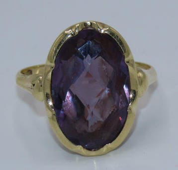 Ring - 14 karaat Geel goud Amethist - GOUDEN RING MET, Nieuw