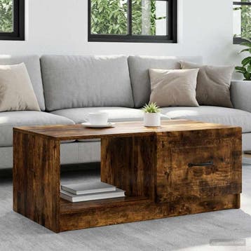 vidaXL Salontafel Gerookt eiken 90 x 50 x 37 cm Bewerkt hout, Verzenden, Nieuw