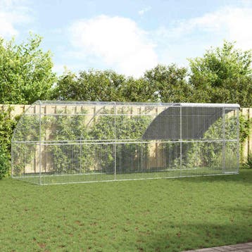 vidaXL Kippenhok met 1 deur 3 st Zilver 600x200x200cm Staal, Verzenden, Nieuw