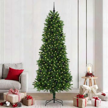 vidaXL Kerstboom met 300 LED met standaard Groen 240 cm PE, Verzenden