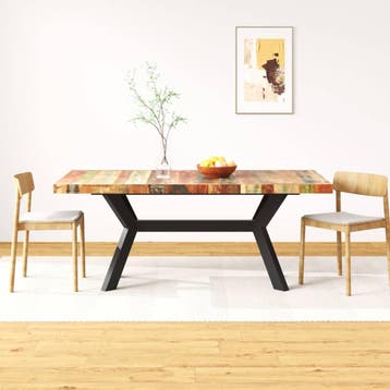 vidaXL Eettafel 180 cm massief gerecycled hout en stalen, Huis en Inrichting, Tafels | Eettafels, Verzenden, Nieuw