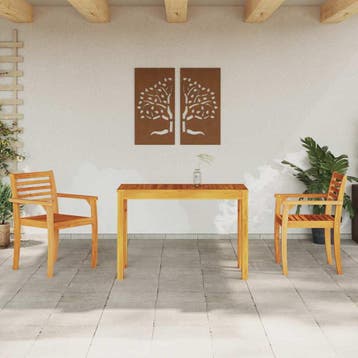 vidaXL Tuin Eettafel Set 3 pcs Bruin Massief Acacia Hout, Verzenden, Nieuw