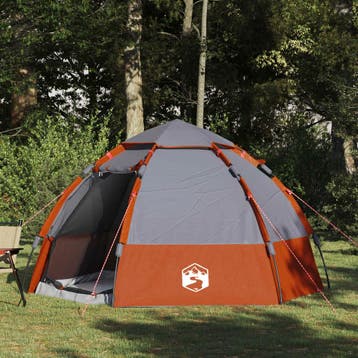 vidaXL 4-persoons Grijs en Oranje 185T Polyester, Verzenden, Nieuw