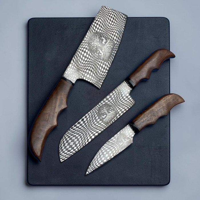 Hand-Forged with Old Steel, Japanese Pro Style Chef Knives., Antiek en Kunst, Antiek | Keukengerei