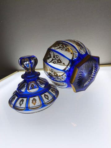 Baccarat - Sucrier - Empire bleu cobalt XiX ème - Cristal, Antiquités & Art