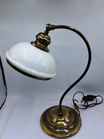 Gebogen tafellamp - Messing, Glas - Instelbare Lamp