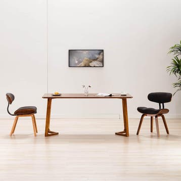 vidaXL Eetkamerstoelen 2 st gebogen hout en stof grijs, Verzenden, Nieuw
