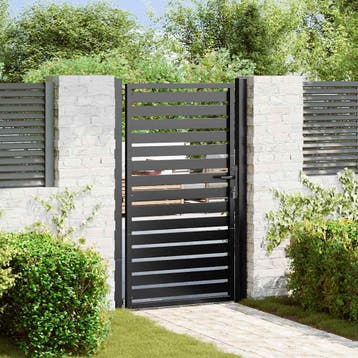 vidaXL Tuinpoort afsluitbaar 100x150 cm aluminium zwart, Jardin & Terrasse, Verzenden