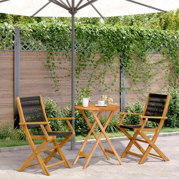 vidaXL 3-delige Bistroset polypropeen en massief hout zwart, Verzenden