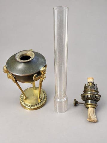 Lamp - Messing, Glas, Metaal - kerosinelamp