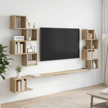 vidaXL Wandgemonteerd TV Rek Sonoma Eiken 200 x 15 x 94 cm, Huis en Inrichting, Verzenden, Nieuw