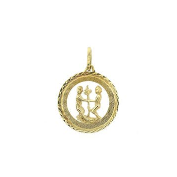 Gouden sterrenbeeld hanger; Tweelingen (Hanger of bedel), Ophalen of Verzenden, Gebruikt, Goud, Overige merken