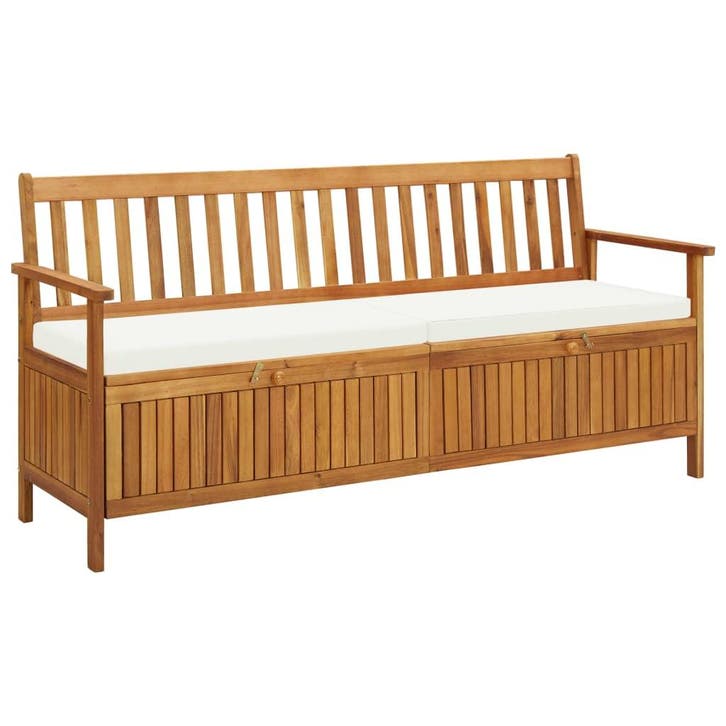 vidaXL Opbergbankje met kussen 170 cm massief acaciahout, Jardin & Terrasse, Ensembles de jardin, Envoi