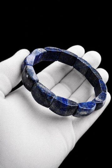Elegante natuurlijke lapis lazuli armband - Armband -, Verzamelen, Mineralen en Fossielen