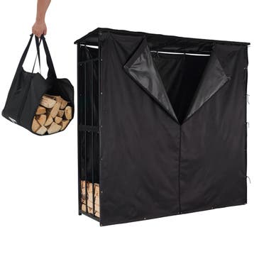 Lendo Online Brandhoutrek met Dak 180x60x180 cm Zwart, Verzenden