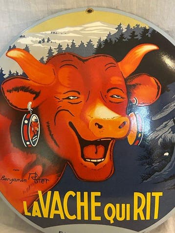 Emaille bord - La Vache qui rit - Enseigne en émail - Émail, Antiek en Kunst