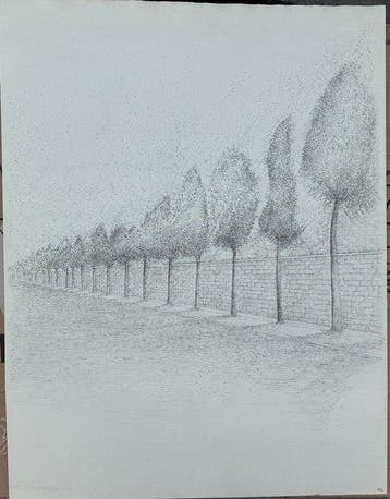 Gregory Masurovsky (1929-2009). - Paysage - Allée de cyprès