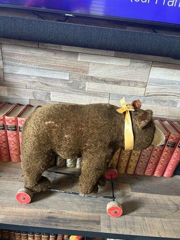 Steiff - Pluche speelgoed Ours ancien sur plateau à