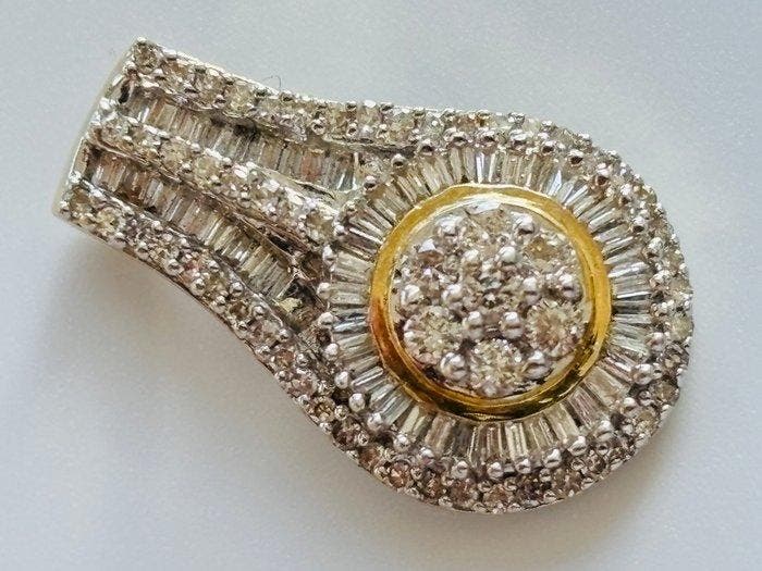 Hanger - 14 karaat Geel goud, Witgoud, Vintage Diamant ca., Handtassen en Accessoires, Antieke sieraden