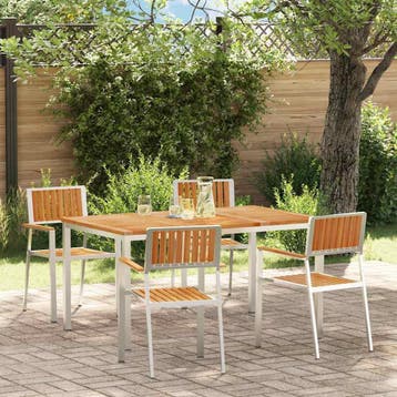 vidaXL Buiten Eettafel Set 5 st 150 x 90 x 75 cm, Jardin & Terrasse, Tables de jardin, Verzenden
