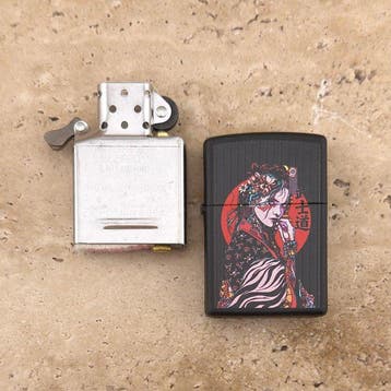 Zippo - Geisha Design Lighter – Black Matte Finish – Boxed, Nieuw