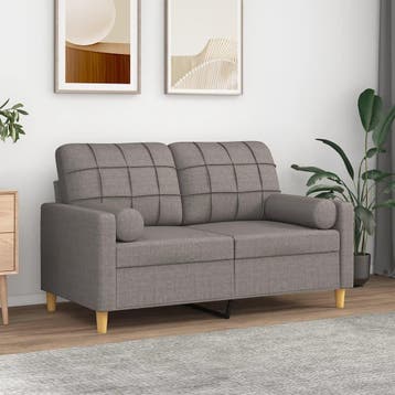 vidaXL Tweezitsbank met sierkussens 120 cm stof taupe, Verzenden, Nieuw