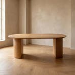 Tafel Plat Ovaal Eikenhout  Half Rond 260x100, Huis en Inrichting, Tafels | Eettafels, Nieuw