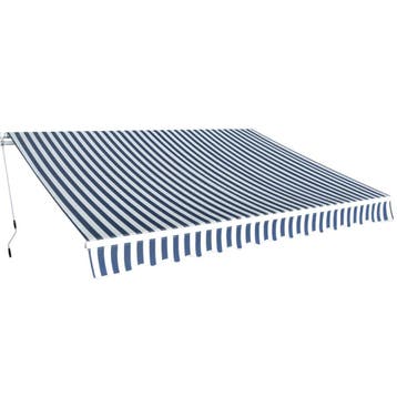 vidaXL Luifel handmatig uittrekbaar 350 cm blauw/wit, Verzenden