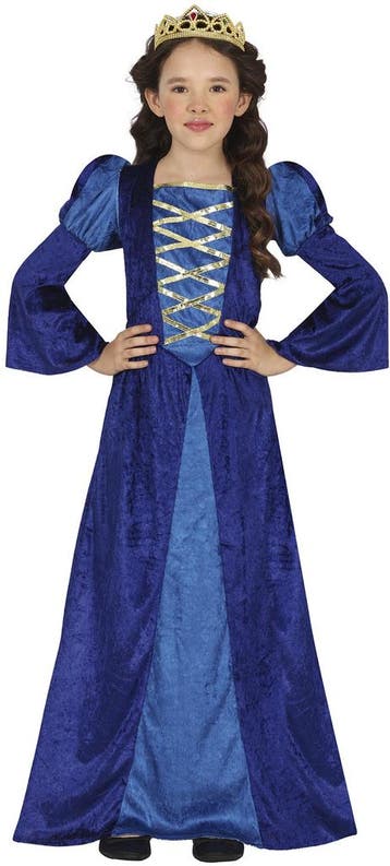 Midddeleeuwse Prinses Kostuum Blauw Meisje, Verzenden, Nieuw