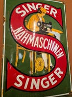 Oud emaille reclamebord singer nahmaschinen - Oud emaille, Antiek en Kunst