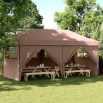 vidaXL Partytent inklapbaar pop-up met 4 zijwanden bruin, Verzenden, Nieuw
