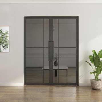 Dubbele stalen taatsdeur Zwart 6 Vlaks  Rookglas Luxe design, Overige typen