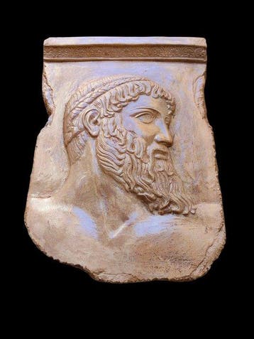 sculptuur, Bassorilievo Zeus - 25 cm - Gegoten steen, Antiek en Kunst