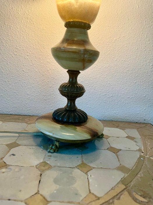 Lampe de table - Art déco - Onyx, Laiton, Vitrine en verre, Antiquités & Art, Curiosités & Brocante