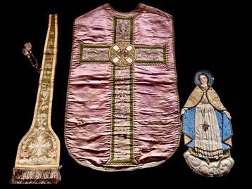 Chasuble, cope, Oude Romeinse stola - Borduurwerk - Orfroi -, Antiquités & Art
