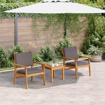 vidaXL Tuinstoel 2 st Antraciet Massief Acacia Hout, Tuin en Terras, Verzenden, Nieuw