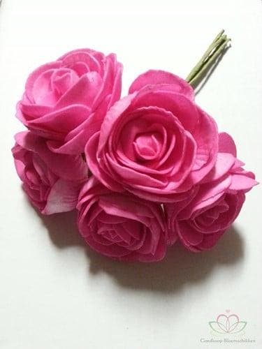 Camelia Ranonkel Fuchsia Neon Foambloem bundel 5 stuks, Huis en Inrichting, Woonaccessoires | Kunstplanten en Kunstbloemen, Nieuw