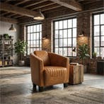 Leren fauteuil Press Special - Granada Sahara (cognac) -, Huis en Inrichting, Fauteuils, Nieuw, Ophalen of Verzenden, Eigentijds, Klassiek, Retro, Romantisch, Vintage