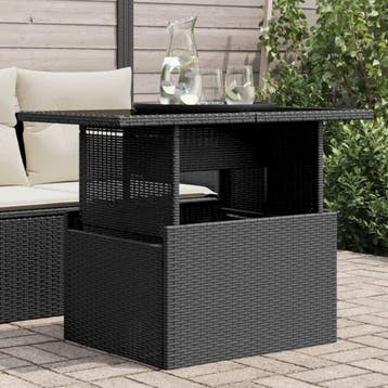vidaXL Tuintafel met glazen blad 100x55x73 cm poly rattan, Tuin en Terras, Tuintafels, Verzenden, Nieuw