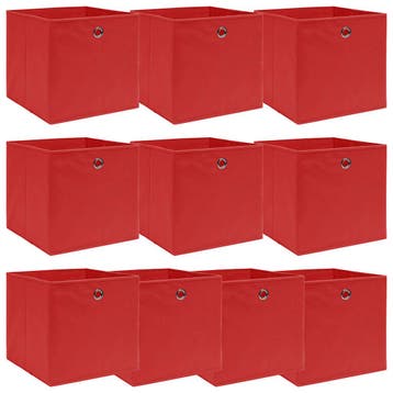vidaXL Opbergboxen 10 st 32x32x32 cm stof rood, Verzenden, Nieuw