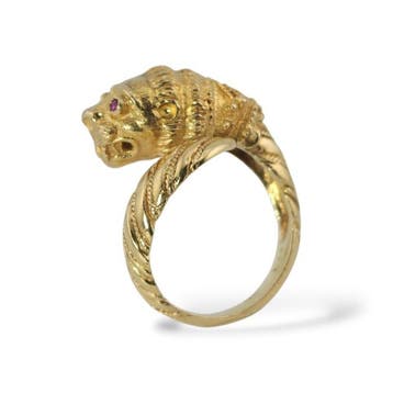 Bague - 18 carats Or jaune, Bague enveloppante guépard en or, Bijoux, Sacs & Beauté, Bagues