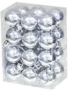 Kerstballen kunststof onbreekbaar zilver glanzend 3 cm 24, Nieuw