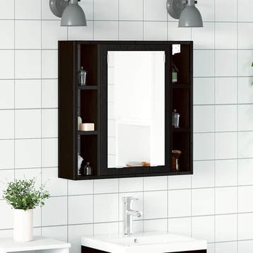 vidaXL Badkamerspiegelkast zwart eiken 60x16x60 cm bewerkt, Verzenden