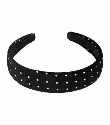 Haarband Diadeem 3cm – Studs - Velvet Stof – Zwart